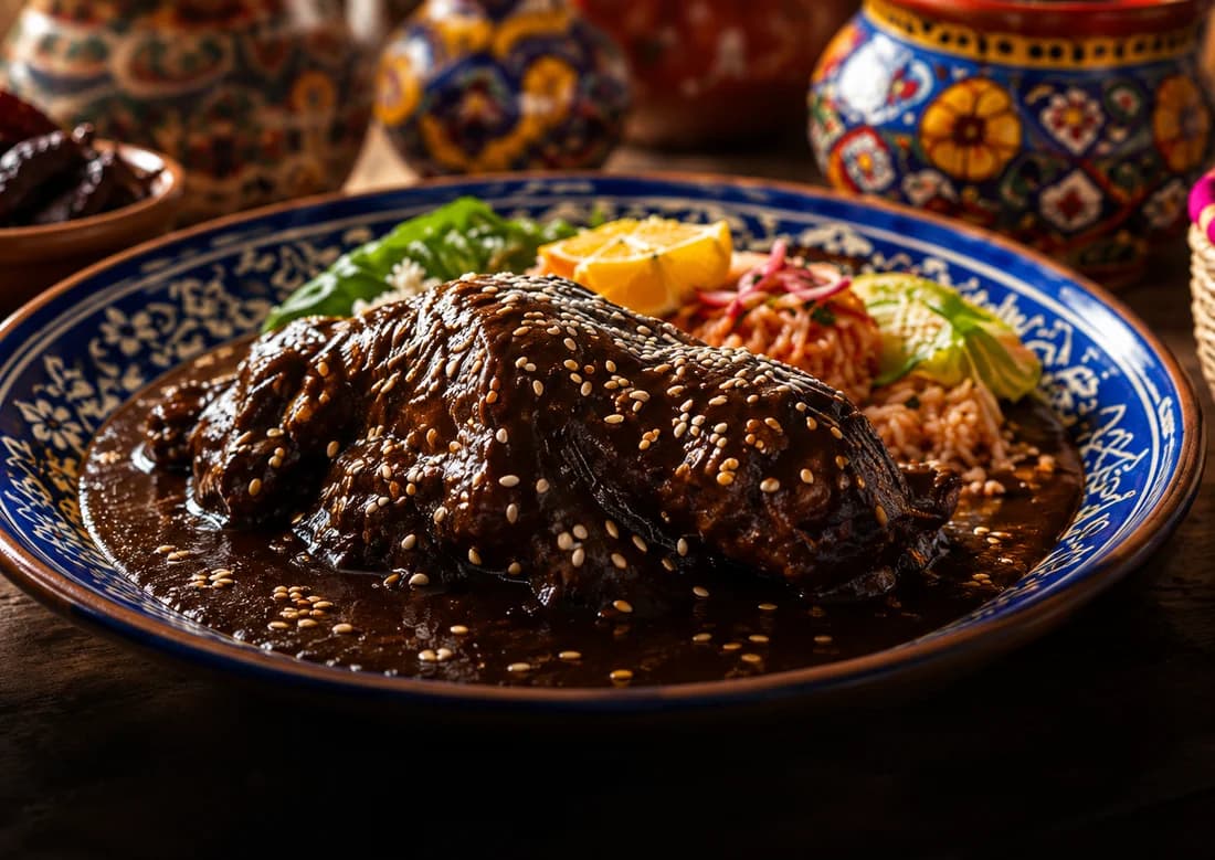 Mole oaxaqueño en un plato de cerámica. Imagen ilustrativa.