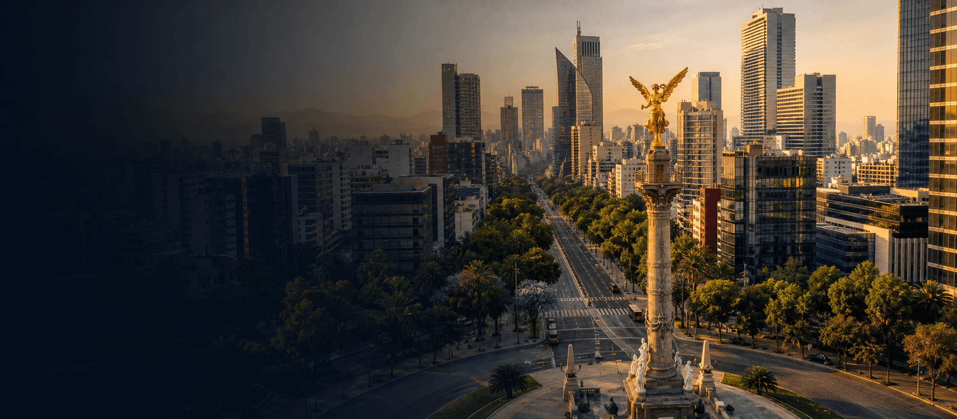 Vista de la Ciudad de México al amanecer