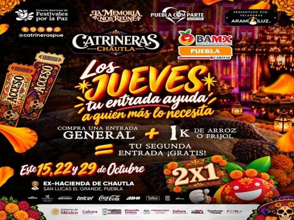 Fotografía del boletín oficial: “Puebla Comparte” une solidaridad y tradición en Catrineras Chautla 2026